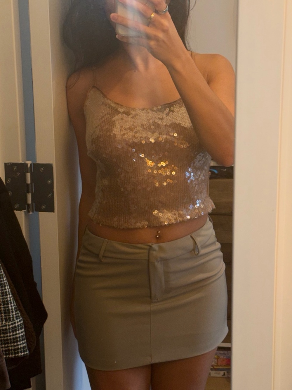 Bardot Champagne Sequin Cami